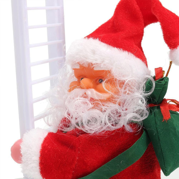 "Klättrande jultomte i röd dräkt, automatisk med musik. Perfekt juldekoration för inomhus och utomhus."
