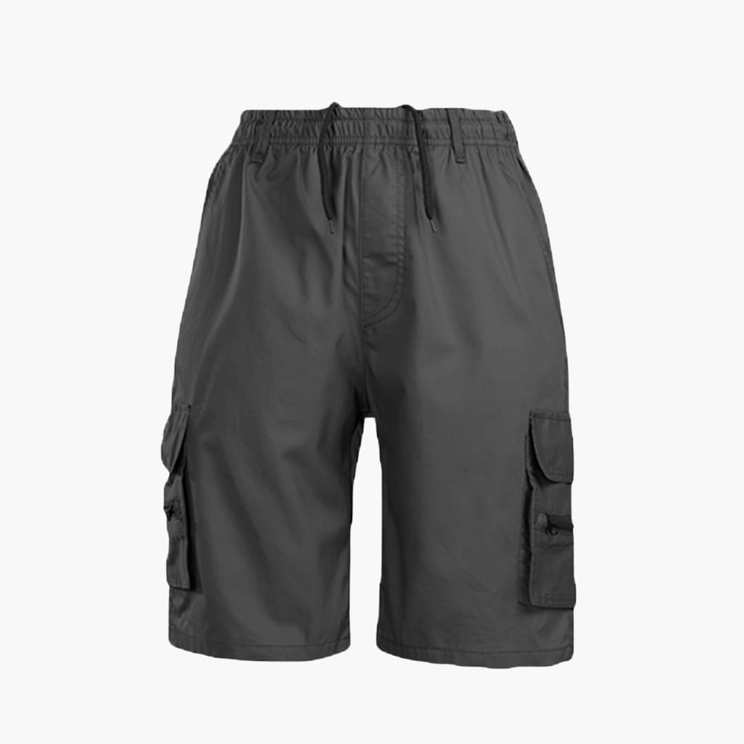 Casual herr-cargoshorts, perfekta för fritid, sommar och utomhusbruk. Med funktionella fickor och dragsko.