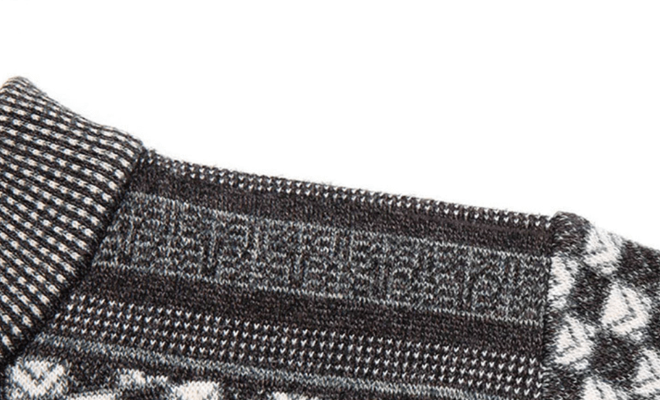 Vintertröja för herr med ribbade muddar och stilren rutdesign