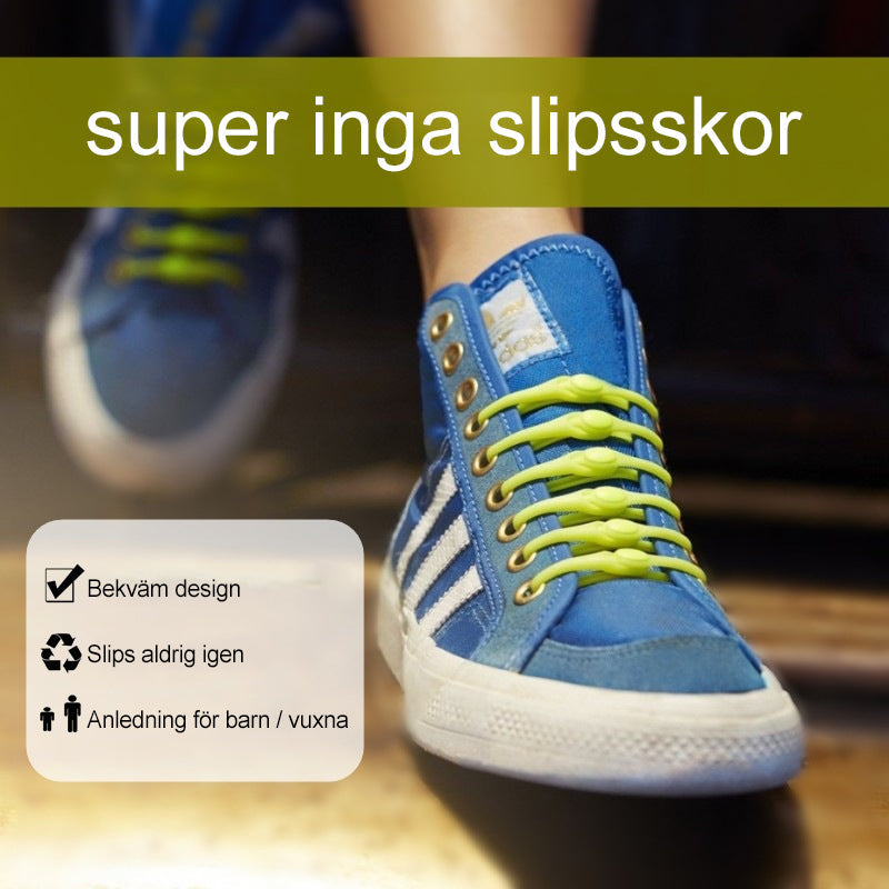 "Knytfria silikon skosnören i färgglada nyanser, elastiska och vattentäta, för unisex skor med öljetter."
