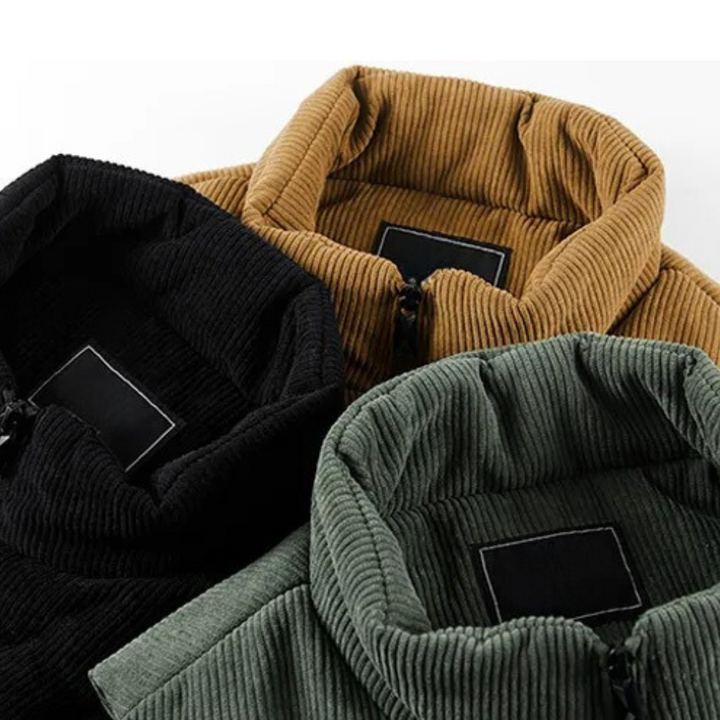 Slim fit kordflorsväst för herr från sidan med snygg passform och textur