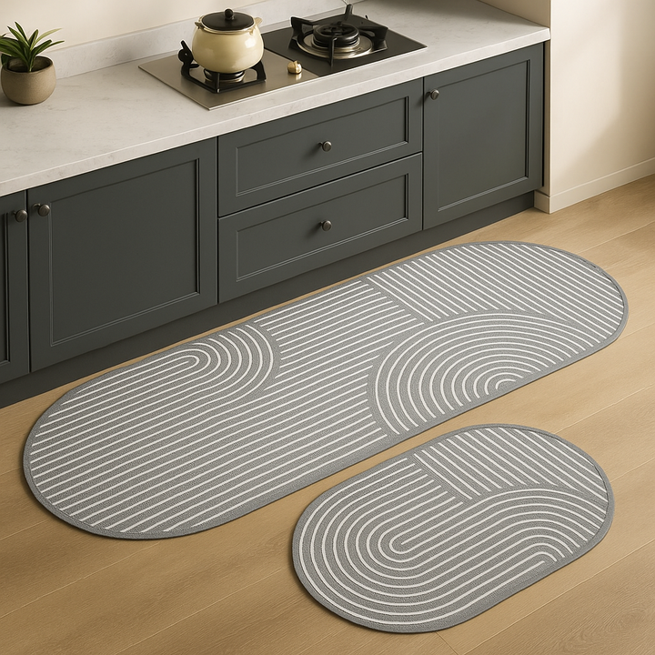 Ergonomisk avlastningsmatta i halkfri design som ger skönt stöd och golvskydd i köket.