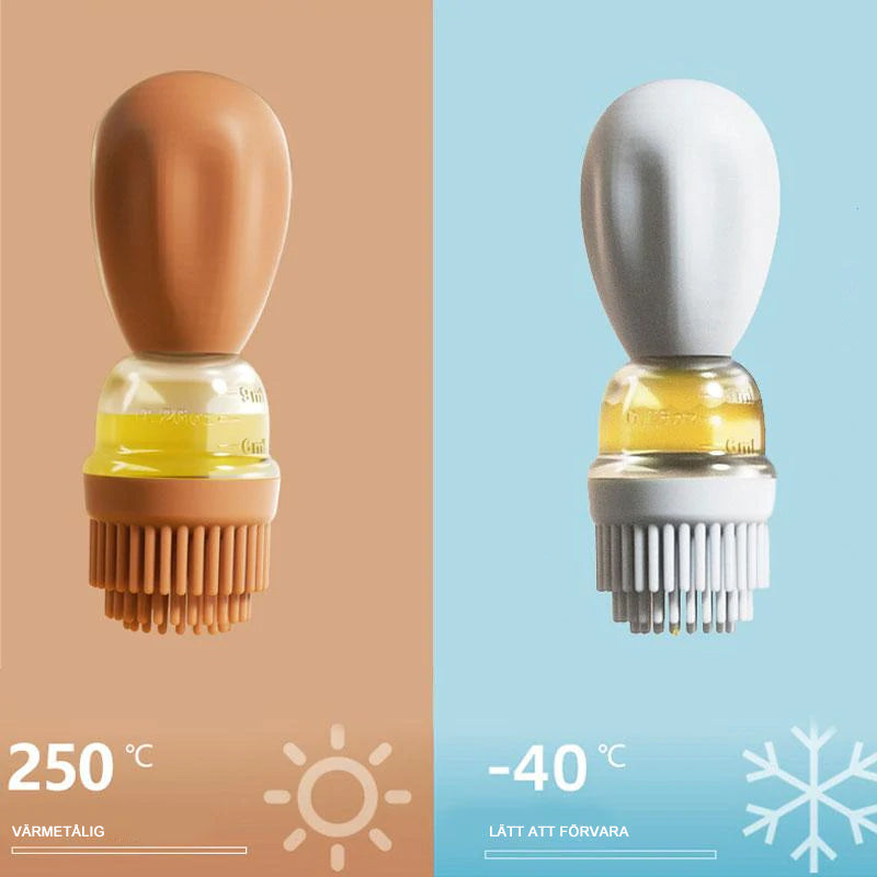 Matlagningsoljeflaska med borste i silikon och PE-material, perfekt för köket.