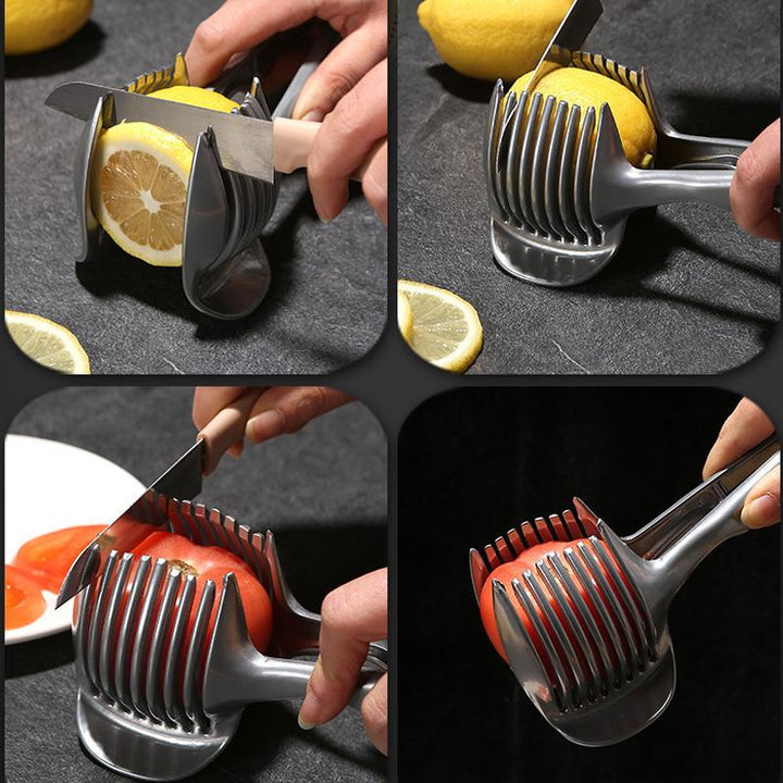Köksverktyg för snabb slicing i grön och svart ABS-plast, med ergonomiska handtag, för säker och snabb skärning av frukt och grönsaker.
