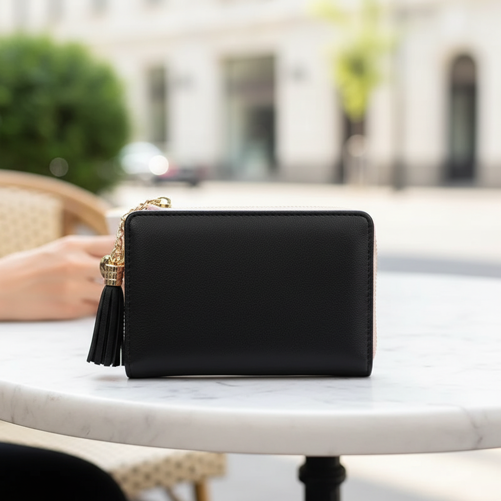Kompakt damplånbok i elegant PU-läder. Stilren accessoar med organiserade kortfack och myntfack.