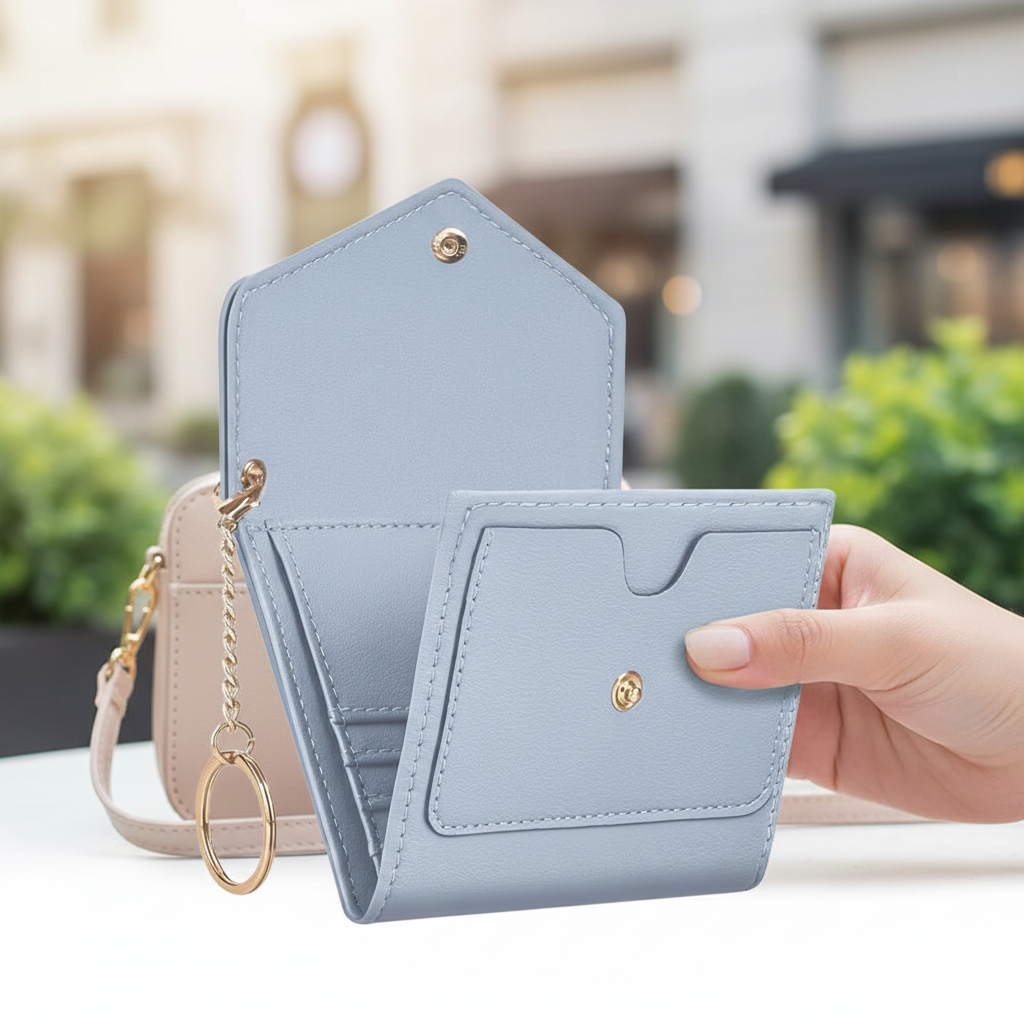 Kompakt damplånbok med RFID-skydd i slitstarkt PU-läder. En säker och elegant accessoar.