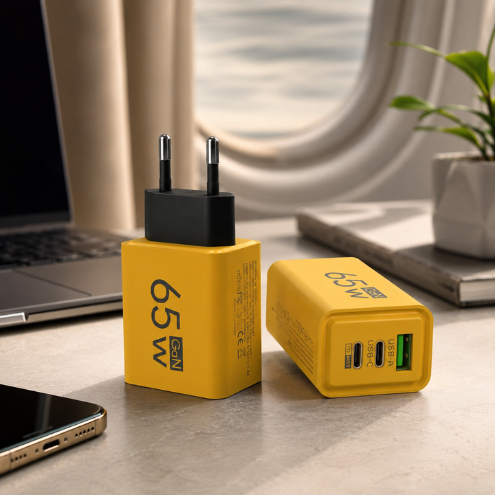 Kompakt GaN snabbladdare för vägguttag med USB-C port för snabb laddning