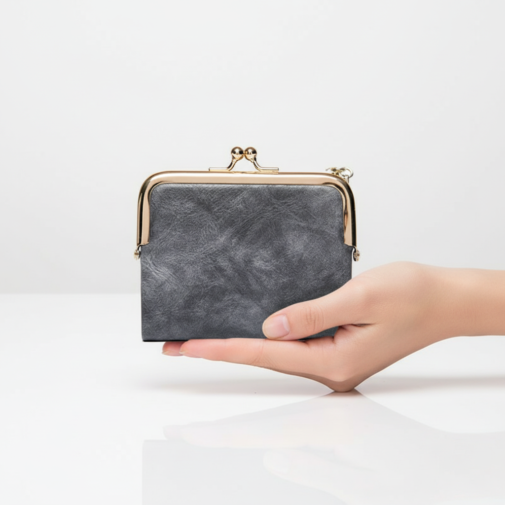 Exklusiv känsla: Elegant kompakt plånbok i PU-läder för dam & herr, en funktionell accessoar.