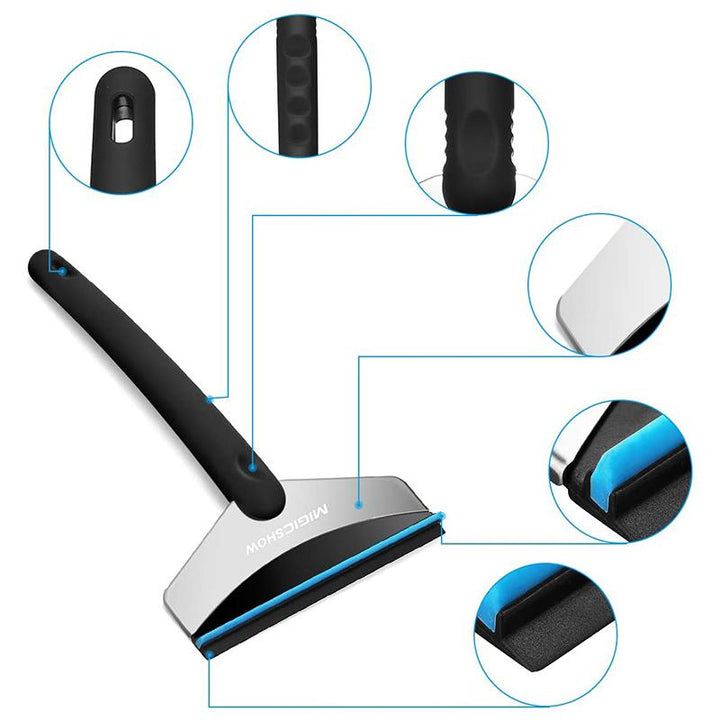 Kompakt mini snöskyffel för bil, ergonomisk design, skyddar glas från repor. Perfekt för enkel snöröjning.
