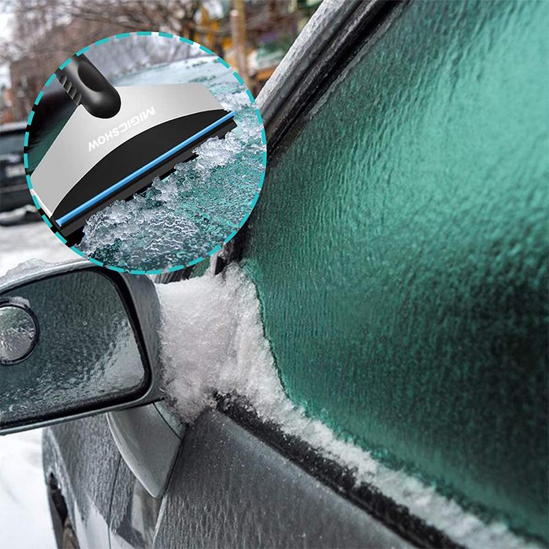 Kompakt mini snöskyffel för bil, ergonomisk design, skyddar glas från repor. Perfekt för enkel snöröjning.