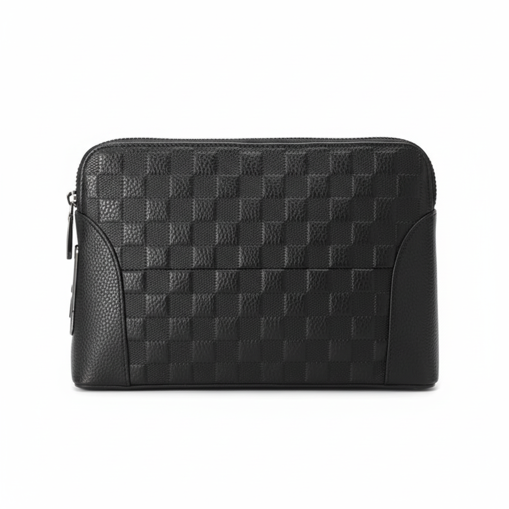 Stilren läder clutch/axelremsväska med fingeravtryckslås, perfekt för herr & dam.
