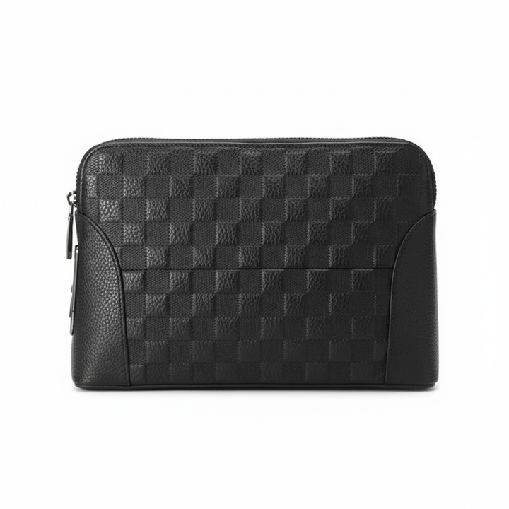 Stilren läder clutch/axelremsväska med fingeravtryckslås, perfekt för herr & dam.