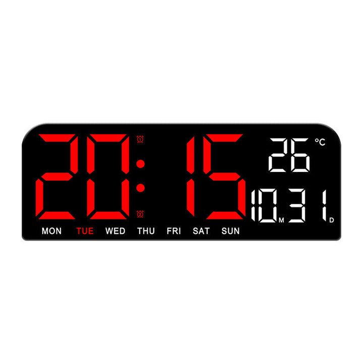 "Könsneutral LED väckarklocka med stor HD-skärm, stilren design och multifunktionell display."