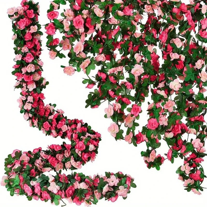 Blomstergirlang med vackra konstgjorda blommor för rum