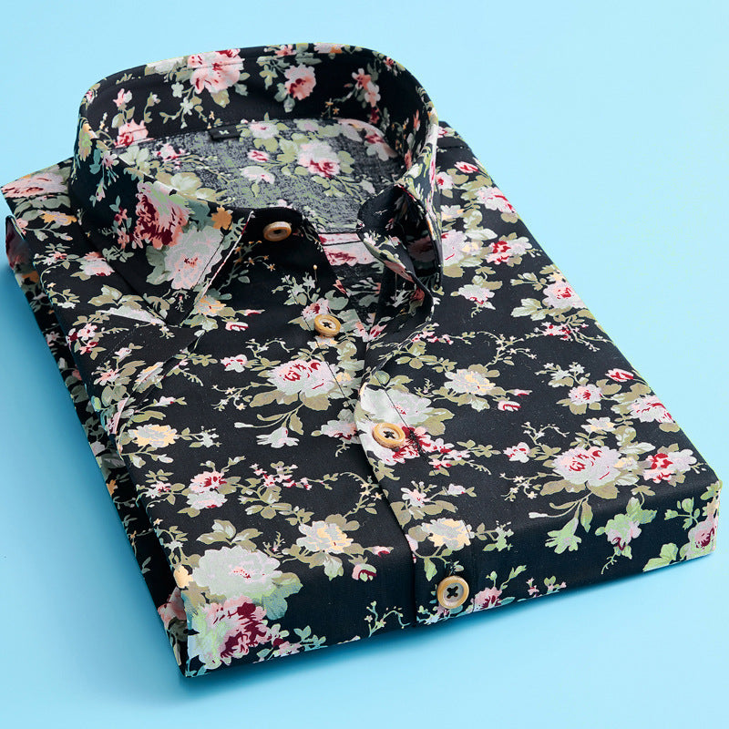 Kortärmad blommig herromantik skjorta i mönstrad design för stilfull sommarmode