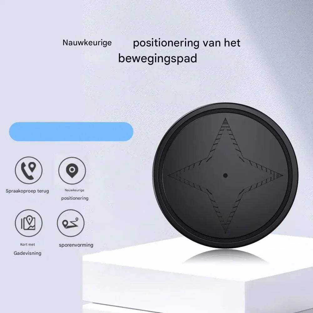Närbild på den svarta magnetiska GPS-spåraren