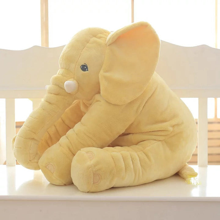 Grått mjukisdjur i form av en stor elefant för mys och lek