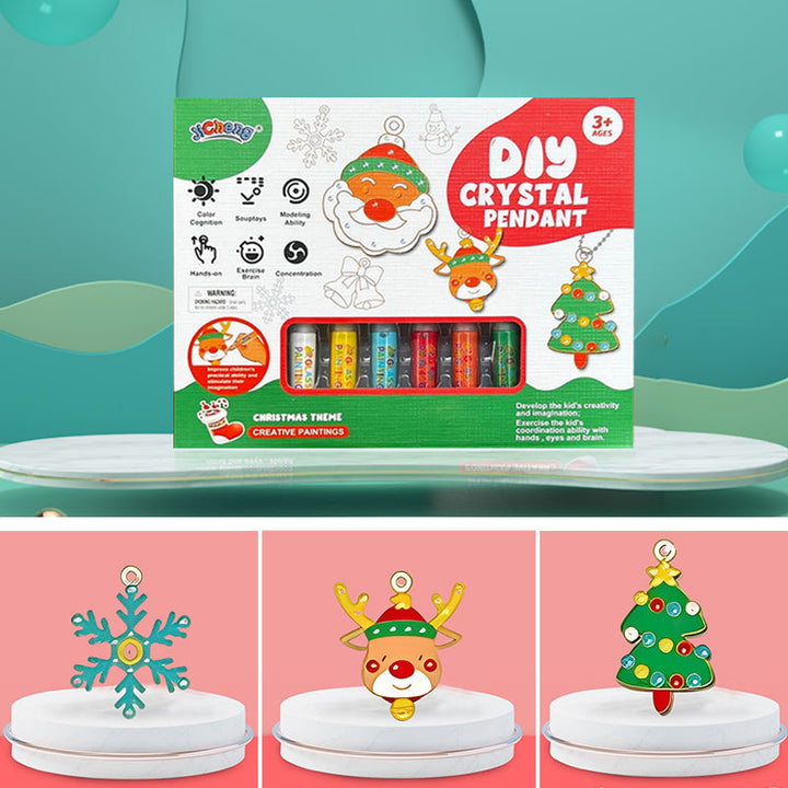 Kristallmålning DIY-kit med 6 färgglada hängen, barn som skapar konstverk och dekorerar med diamanter.