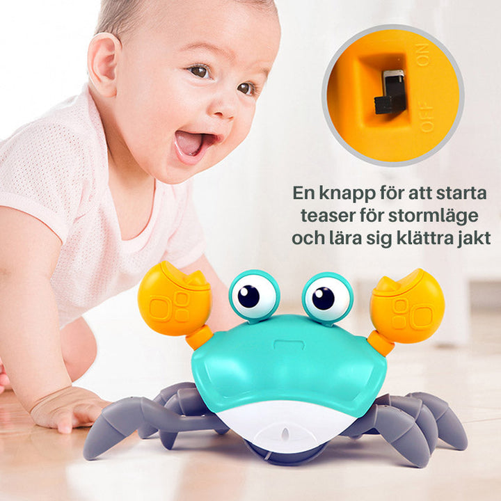 "Krypande krabba leksak i apelsin och grönt, livfulla färger för barnlek, inomhus och utomhus, säker och mångsidig."