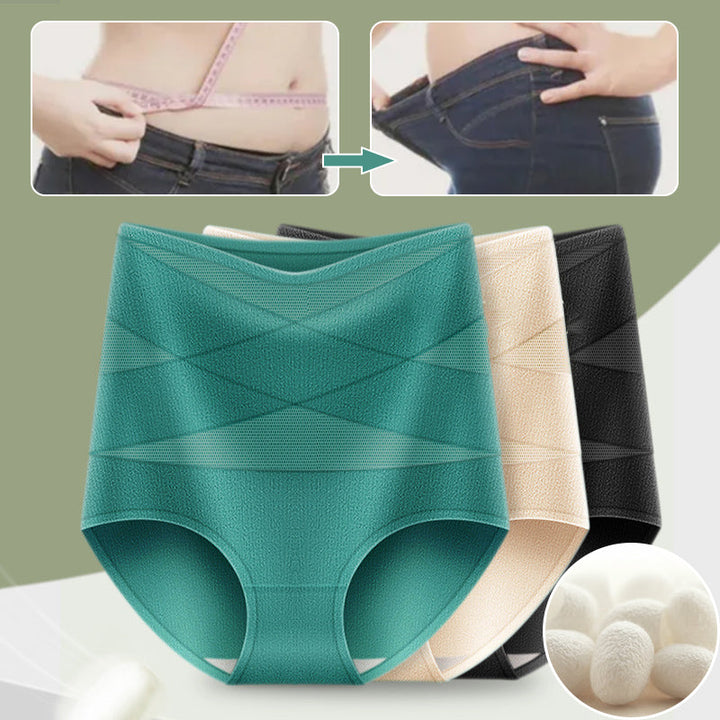 Kvinnors högmidjade kroppsformande trosor med korsdesign i elegant och smickrande stil, sömlös och bekväm passform.