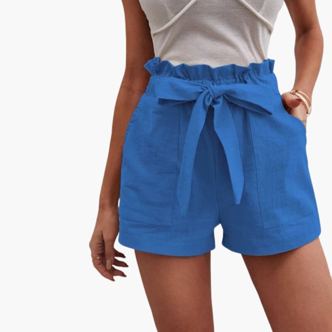 Vardagsshorts för kvinnor, med justerbart knytband & fickor, lämpliga för sommarväder.
