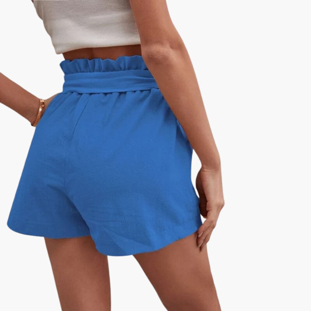 Sommarshorts för dam, med knytband & sidofickor, för sköna sommardagar.