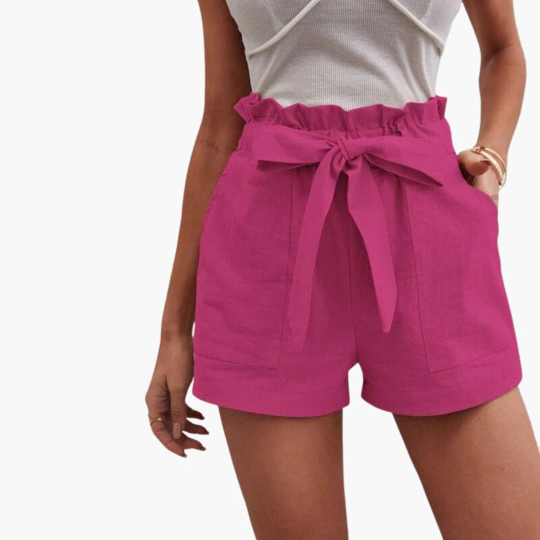 Bekväma damshorts, justerbara med knytband & fickor, för ultimat sommarkomfort.