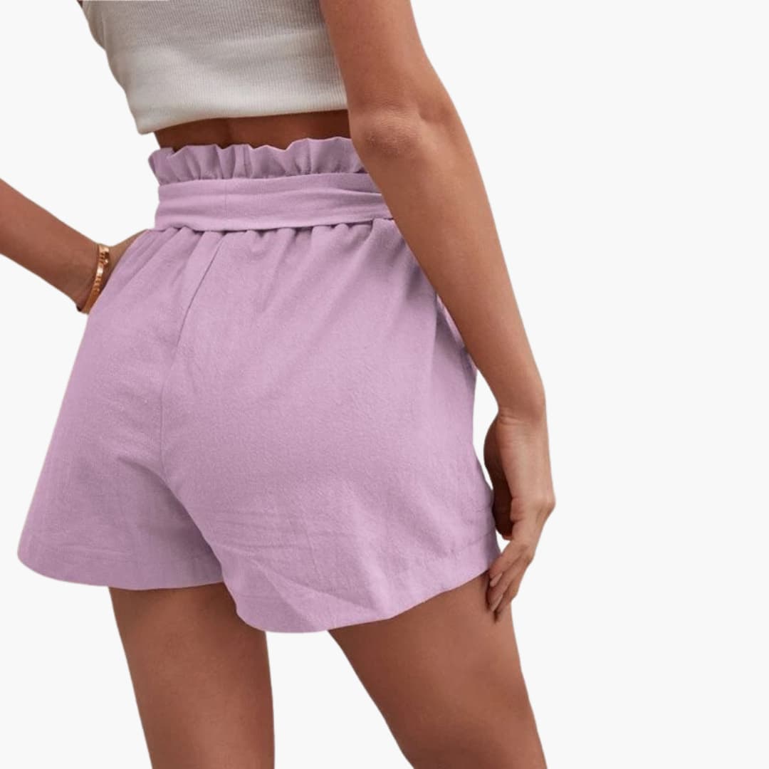 Sommarshorts för dam, med fickor & justerbart knytband, för avslappnad elegans.