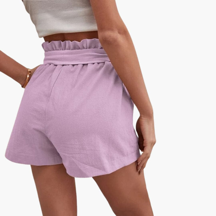 Sommarshorts för dam, med fickor & justerbart knytband, för avslappnad elegans.