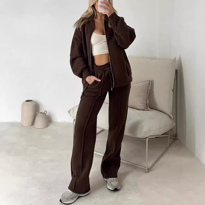 Tvådelat damset med dragkedja; perfekt för en elegant vardagslook eller business casual.