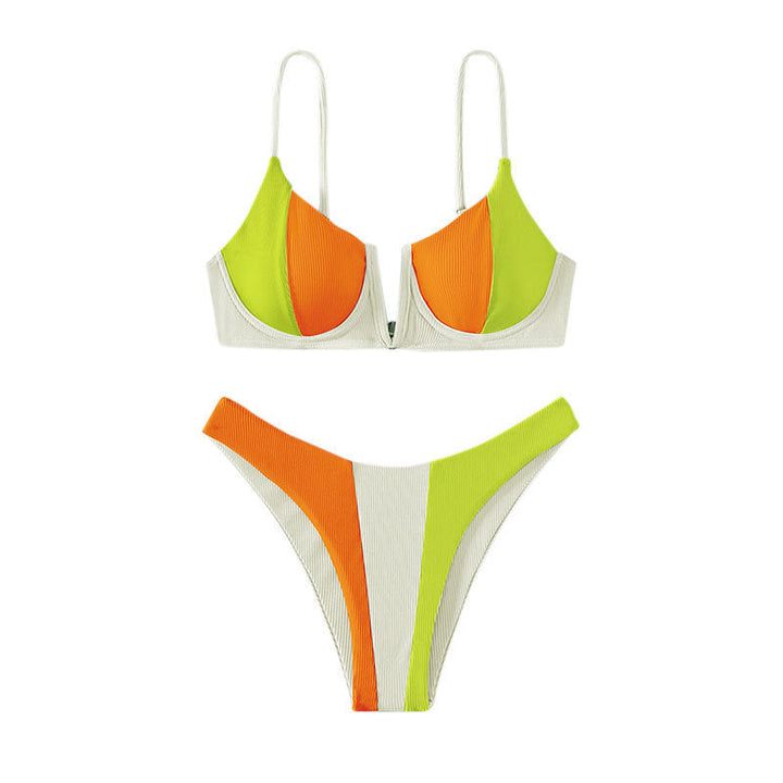 Färgstark triangelbikini för kvinnor, eleganta badkläder med justerbara band för strand och pool.