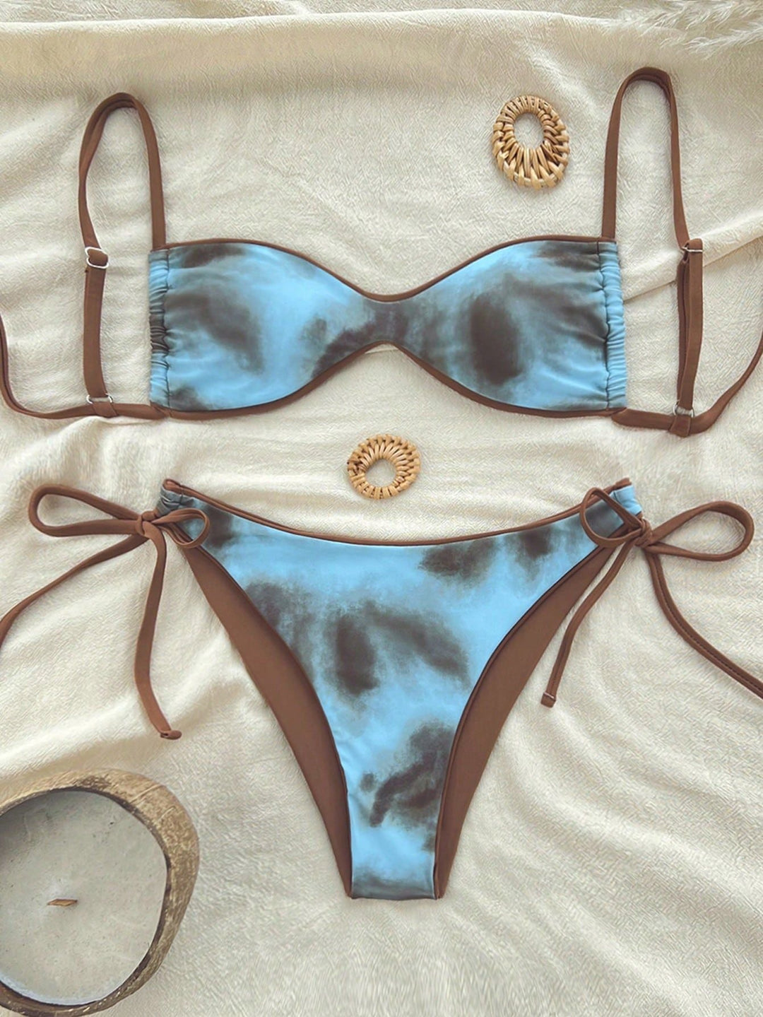 Justerbar push-up bikini för dam, djurtryck för solbad och simning.