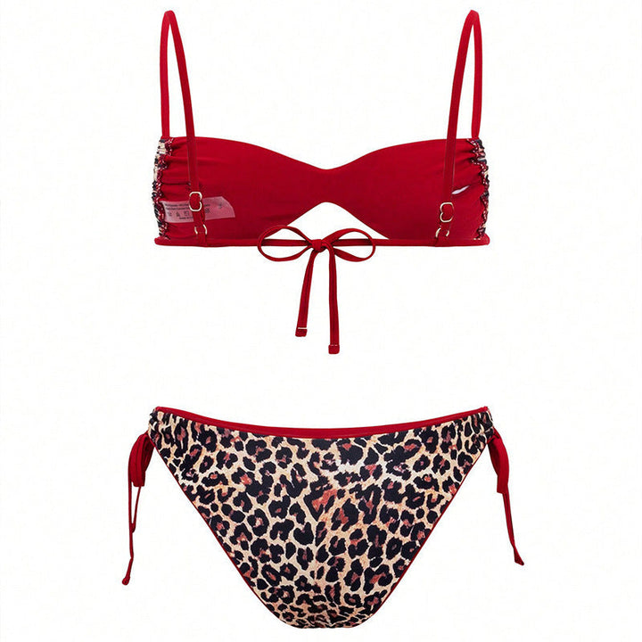 Elegant dam push-up bikini i zebraprint med justerbara axelband.