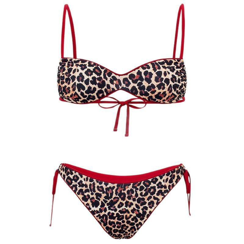 Zebraprintad bikinibyxa för dam med sidoband, matchar push-up topp.