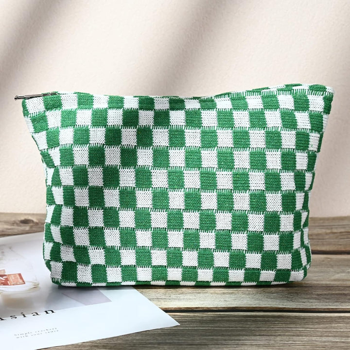 Rutig kosmetikväska set, elegant och rymlig. Förvaring för kvinnors smink och accessoarer.