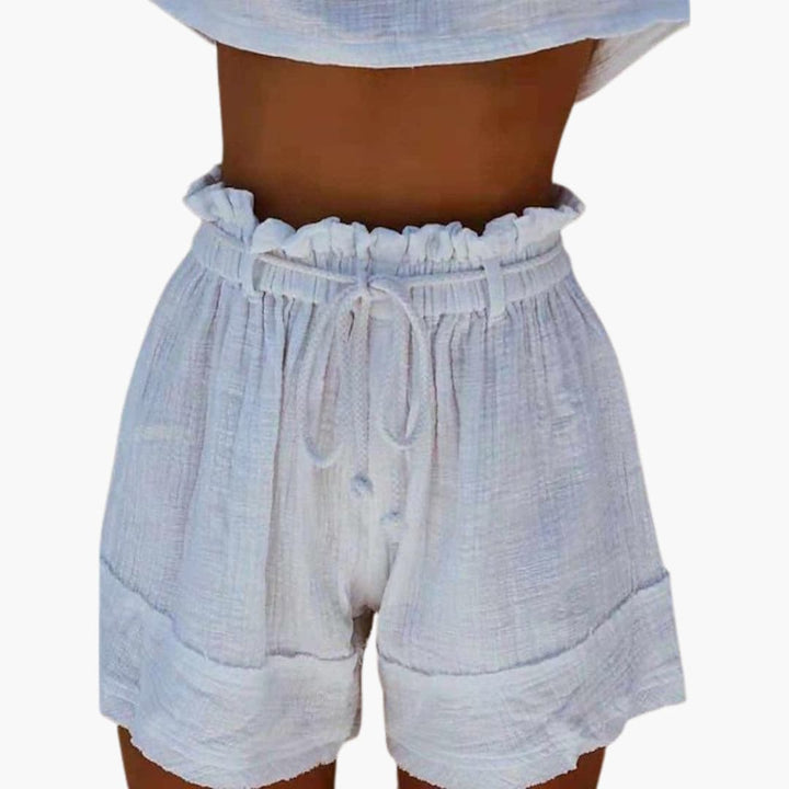 Mångsidiga sommarshorts för kvinnor med bekväm dragsko och elastisk midja för vardag och strandbruk.