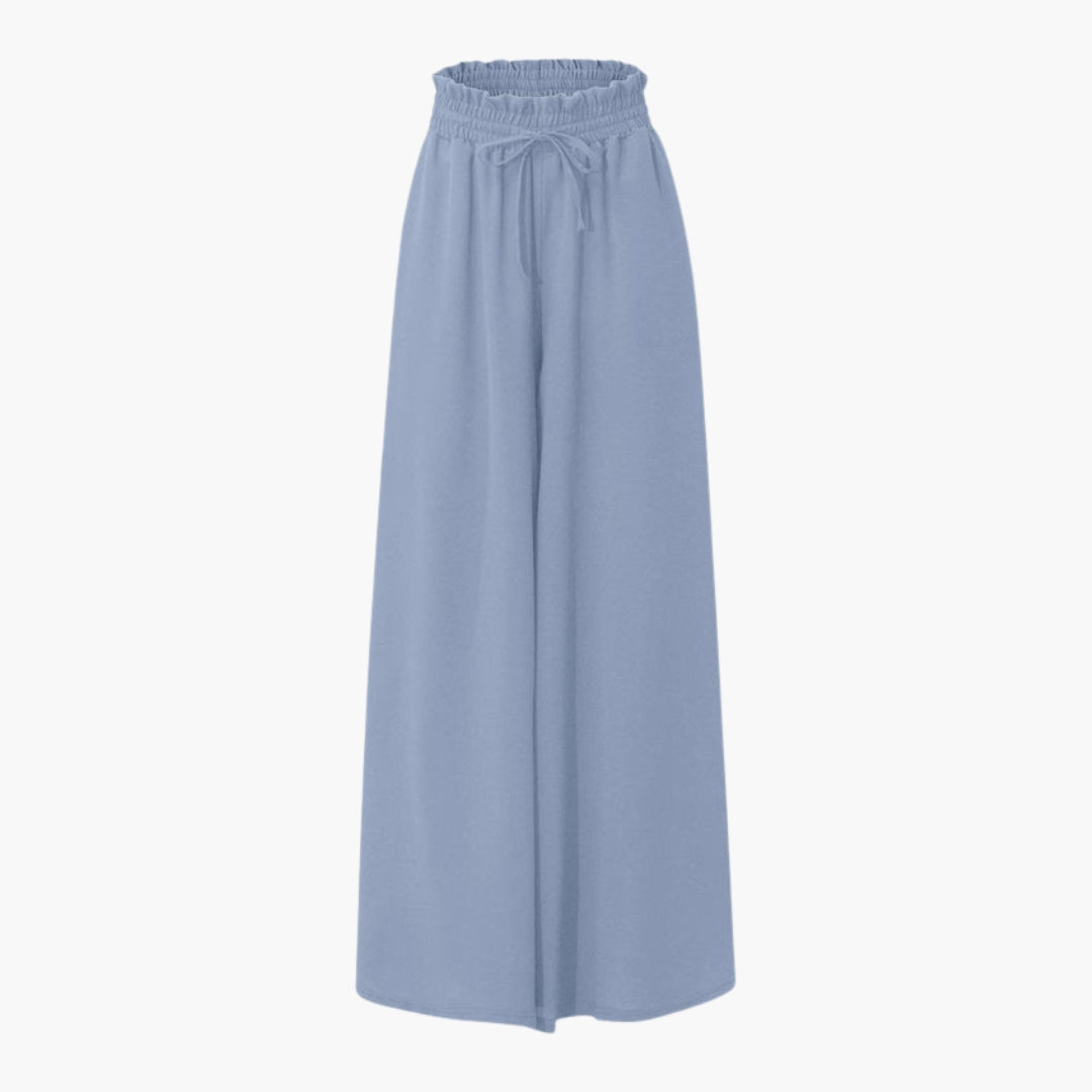 Bekväma och snygga vida dambyxor med dragsko. Idealiska casual byxor för sommarens mode.