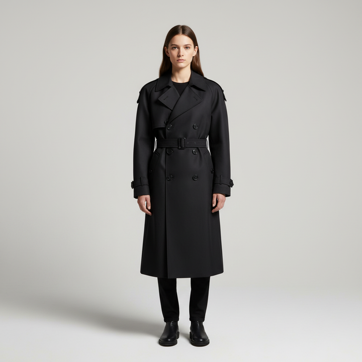 Damtrenchcoat "Fiona" i elegant lång modell. Perfekt ytterplagg för höst och vinter.