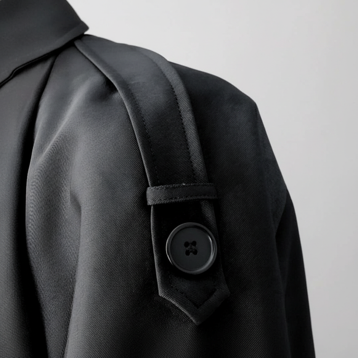 Klassisk lång damtrenchcoat för en elegant look. Tidlös höst- och vinterkappa som ytterplagg.