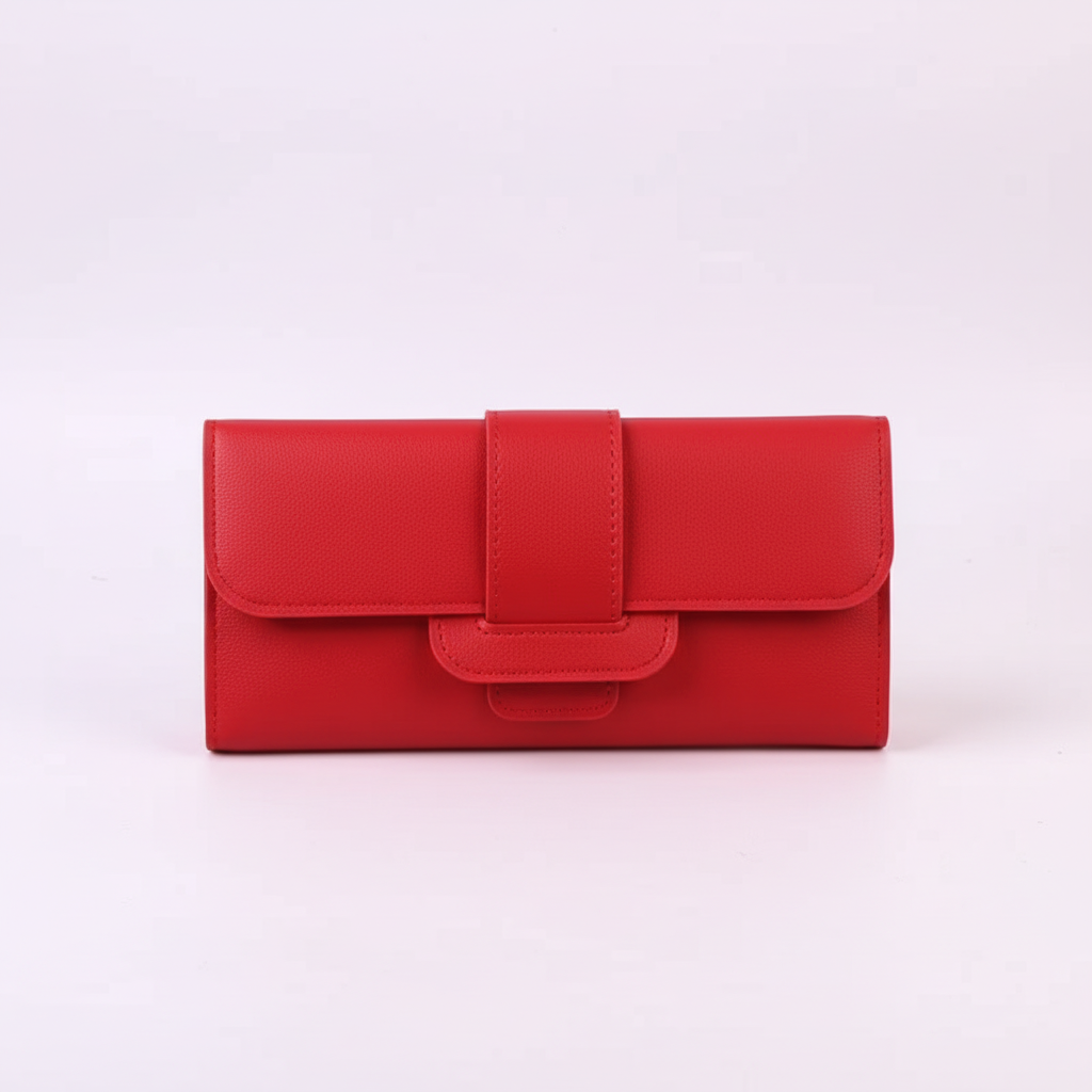 Lång plånbok i ljusgrå PU-läder, unisex. Elegant och stilren design med plats för kort.