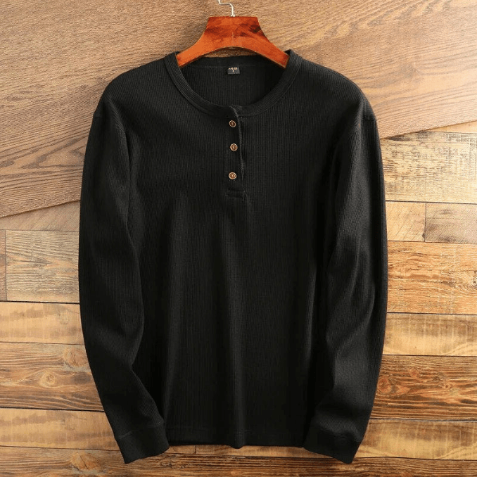 Herrskjorta i våffelstruktur, långärmad och bekväm, en klassiker för höstens herrmode och stilen.