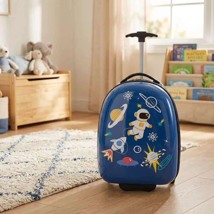 Lätt barnresväska med hjul & teleskophandtag. Perfekt handbagage för barnens resa & semester.