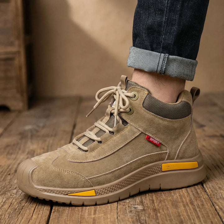 Grå Jayden herrskor: Komfortabla & lätta vardagsskor. Halkfria sneakers med bra stöd för fötterna.