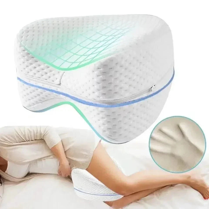 Ortopedisk knäkudde i minnesskum för sidoliggande med ergonomisk design