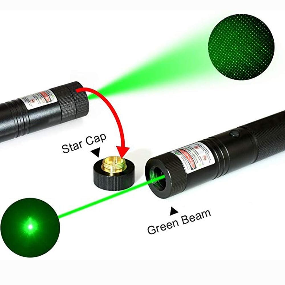 Laser 303 laserpekare med grönt strålljus och stjärnhuvud