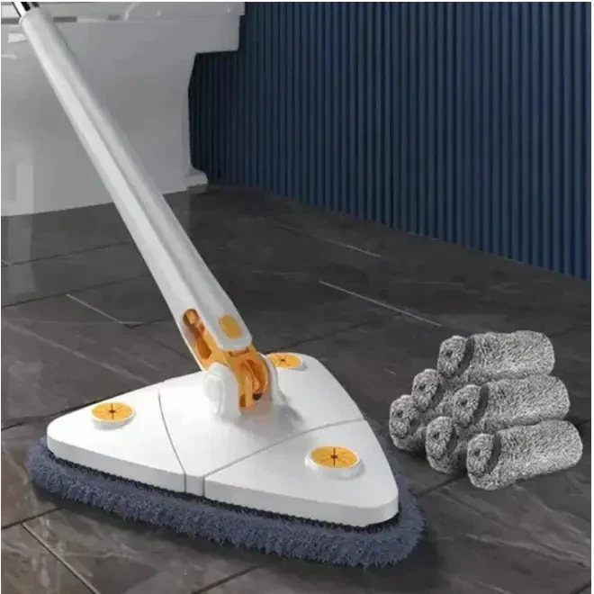 Städredskap med mopphuvud i mikrofiber som fångar upp damm och smuts