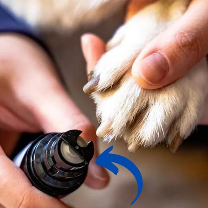 LED-belyst nagelklippare för husdjur med rostfria stålblad och inbyggd nagelfil, idealisk för hundar och katter.