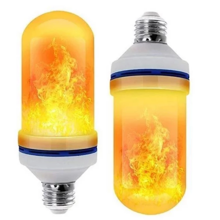 "LED gravitationseffekt eldljus med orange flamma, skapar atmosfär med realistisk rörlig låga, justerbar i tre lägen."