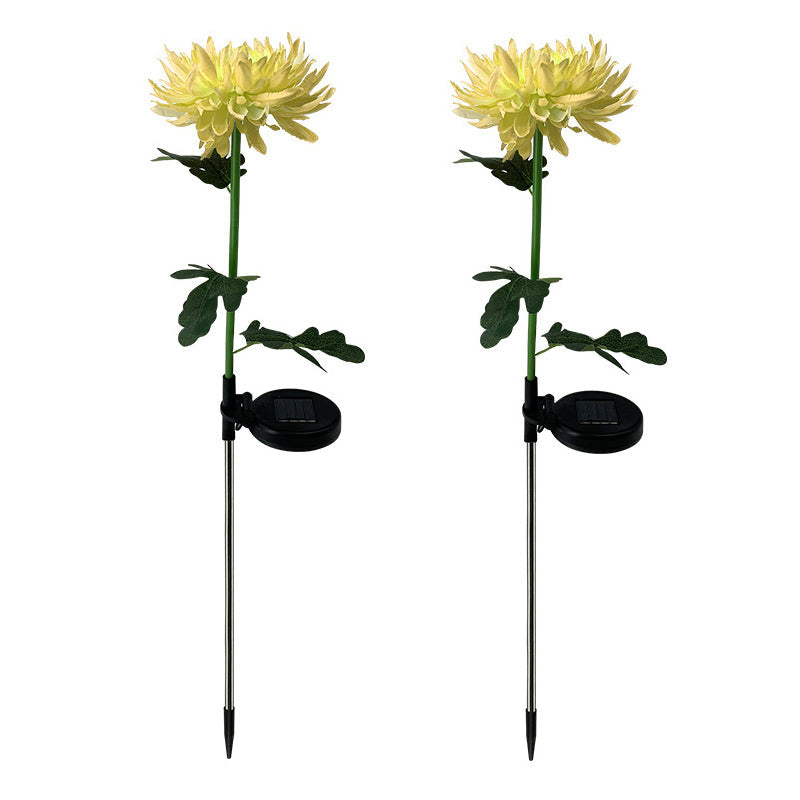 "LED krysantemum soldriven lampa, färgskiftande blomdesign, skapar magisk atmosfär, vattentät IP55 för utomhusbruk."