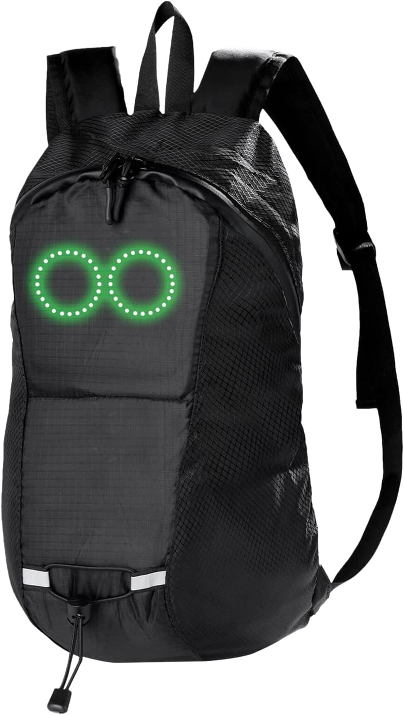 Nexora LED-ryggsäck: vattentät & ljudresponsiv med anpassningsbara ljus. Perfekt för urban pendling.